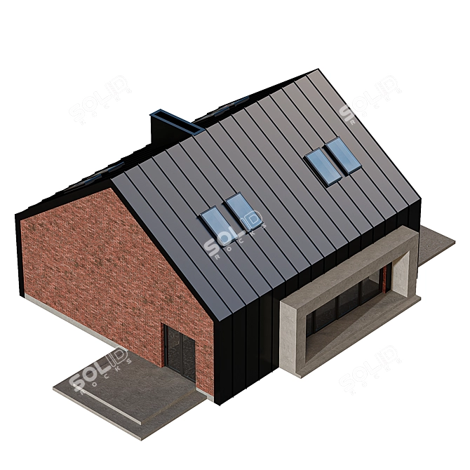 Modern Barnhouse with Skylights 3D model image 5
