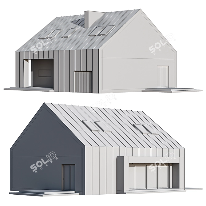 Modern Barnhouse with Skylights 3D model image 7