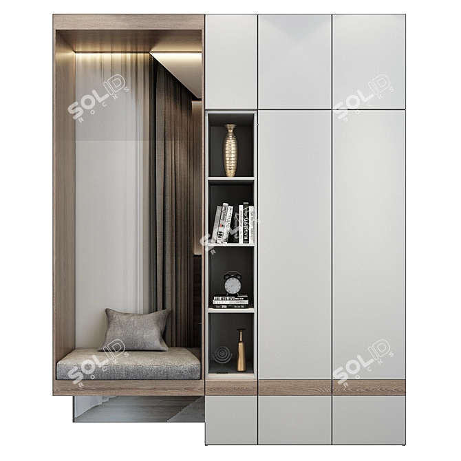 Modern Wood TV Wall Unit 3D model image 1