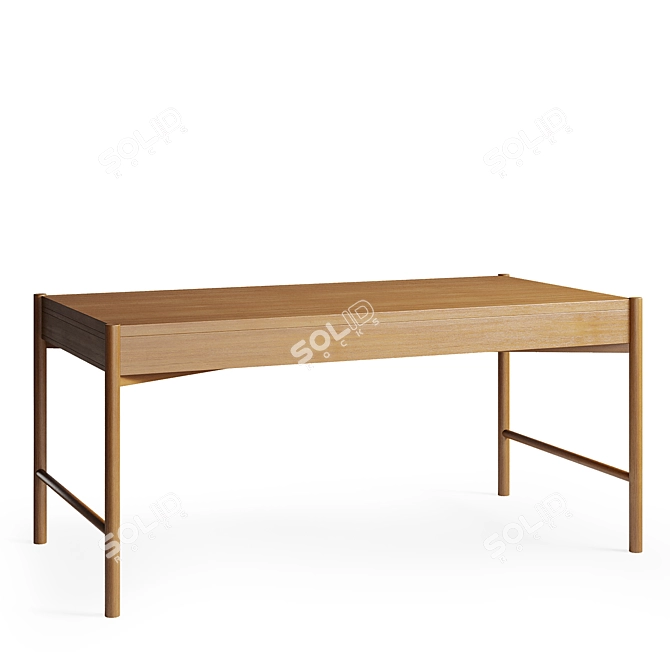 Modern Oak Dining Table 3D model image 2