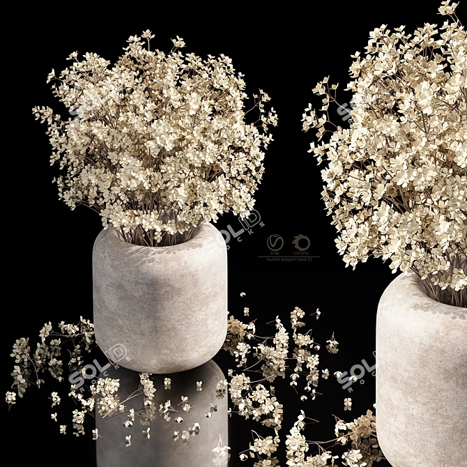 Elegant Plants Bouquet Vase 3D model image 1