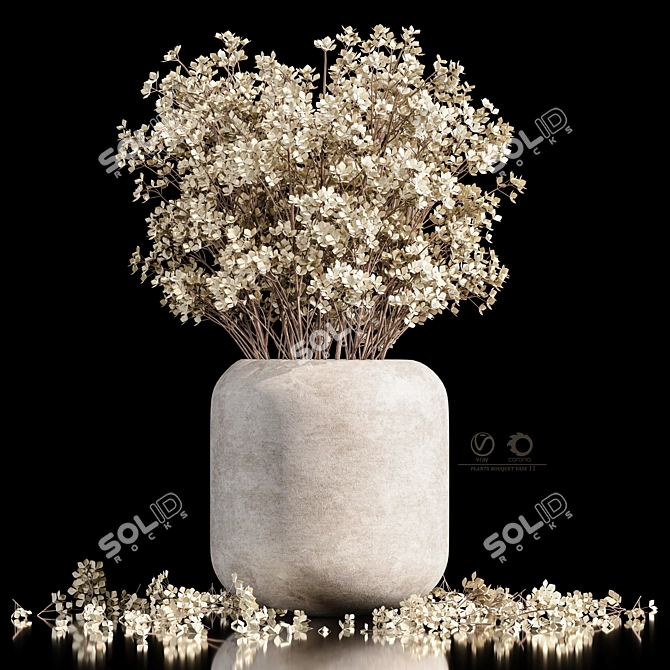 Elegant Plants Bouquet Vase 3D model image 4