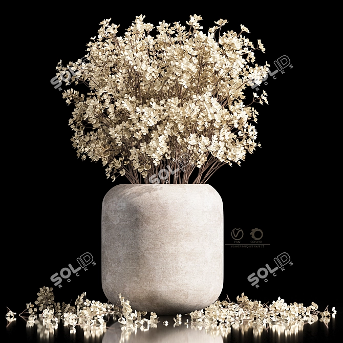 Elegant Plants Bouquet Vase 3D model image 6