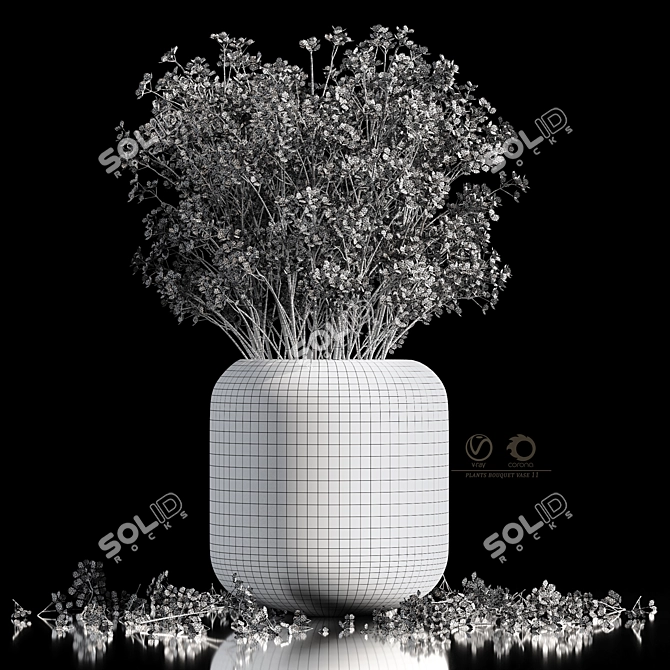 Elegant Plants Bouquet Vase 3D model image 8