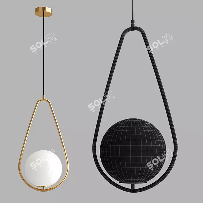 Modern Design Hoop Drop Pendant 3D model image 2