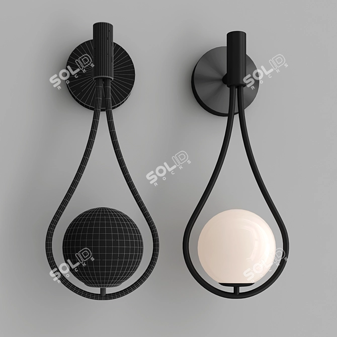 Modern Hoop Drop Wall Lamp 3D model image 2