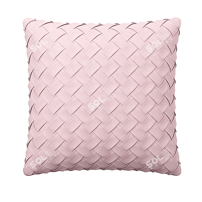 Pink Faux Suede Cushion: Lattice Weave Elegance 3D model image 2