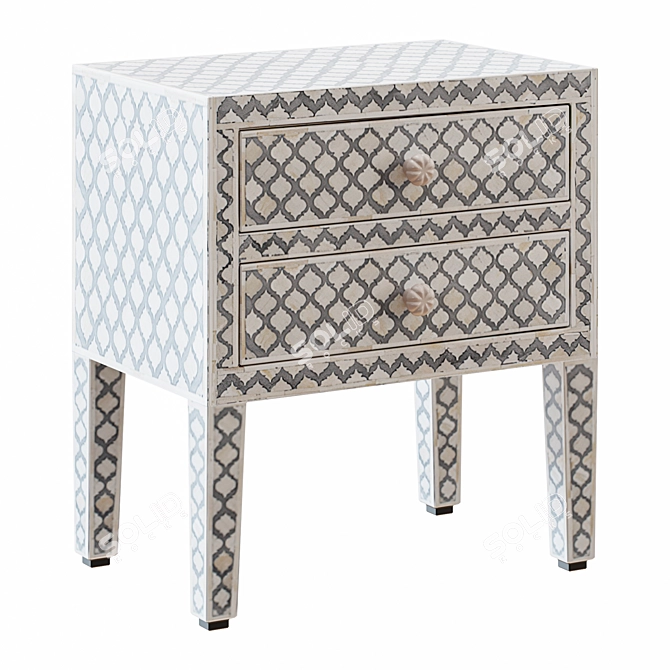 Loft-Concept Bedside Cabinet: Elegant 2-Drawer Table 3D model image 2