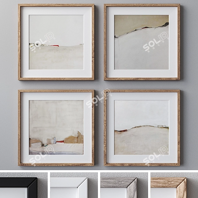 Elegant Set of 4 Wall Paintings 3D model image 1