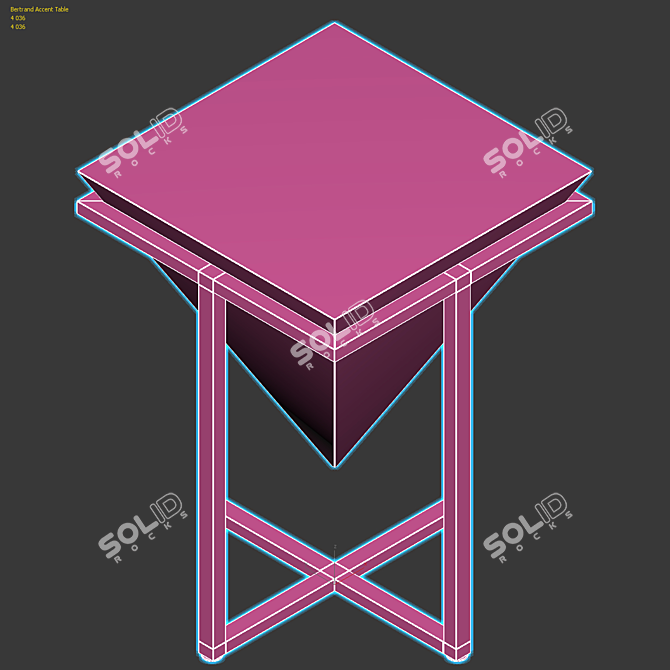 Geometric Accent Table with Antique Finish 3D model image 3