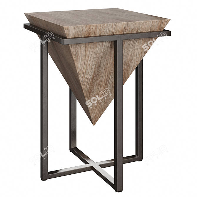 Geometric Accent Table with Antique Finish 3D model image 4