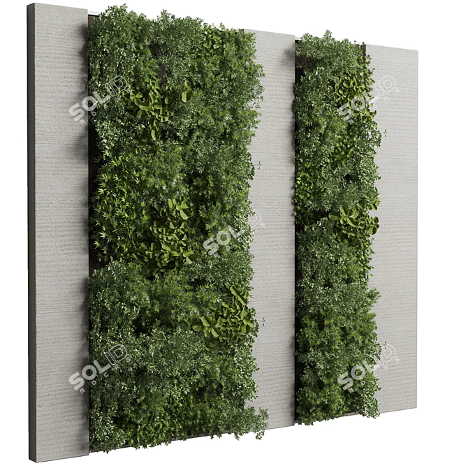 Wooden Frame Vertical Wall Garden 3D model image 2