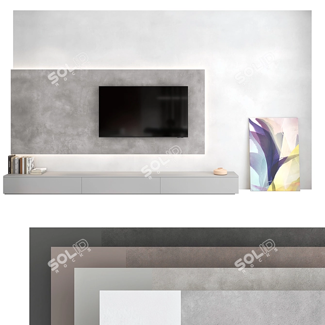 Title: TV Wall Set 21 - Transform Your Space 3D model image 1