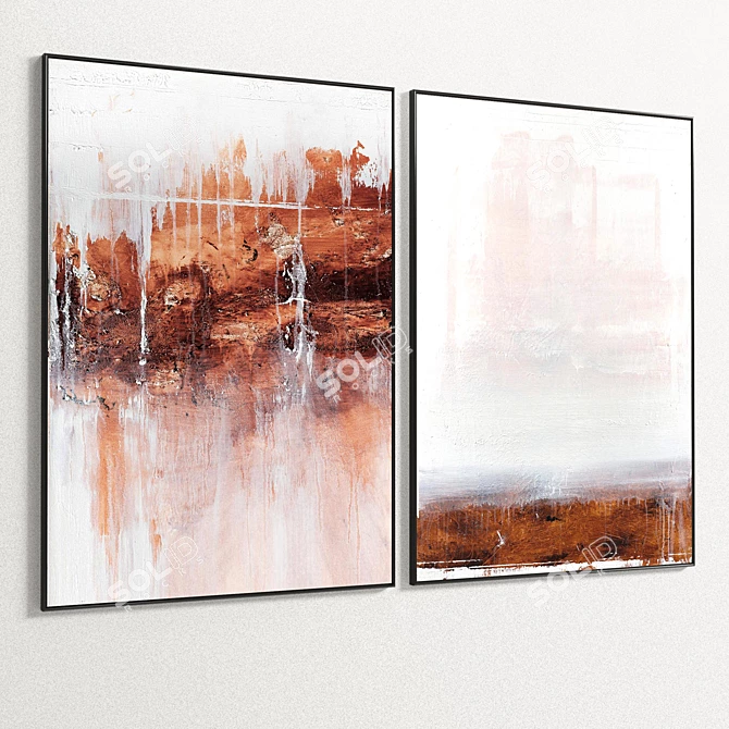 Dual Frame Plaster Artwork Set 3D model image 5