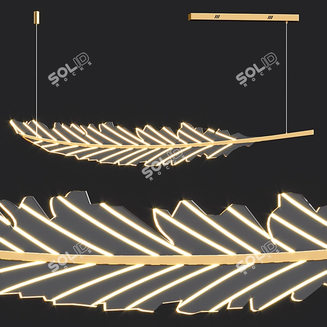 Nature's Glow Leaf Chandelier 3D model image 1