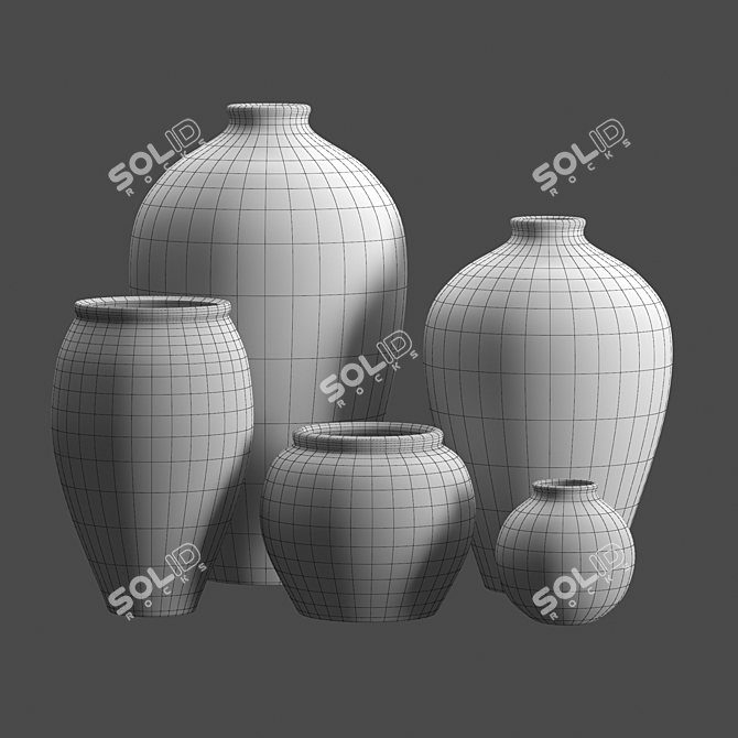 Handcrafted Clay Vessels: Wabi-sabi Style 3D model image 5