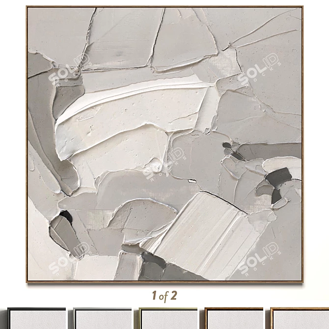 Abstract Plaster Photo Frame Set 3D model image 1