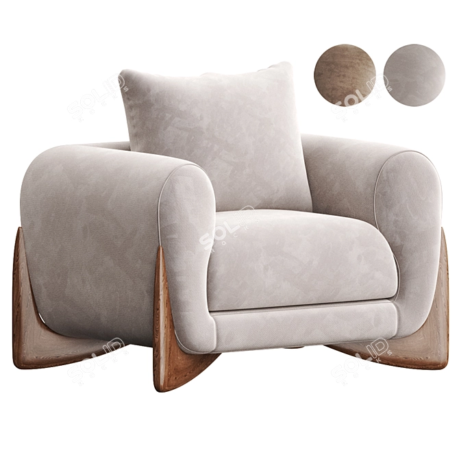 Elegant Porada Armchair: Soft and Stylish 3D model image 1