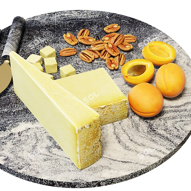 Elegant Marble Cheese Board Set 3D model image 5