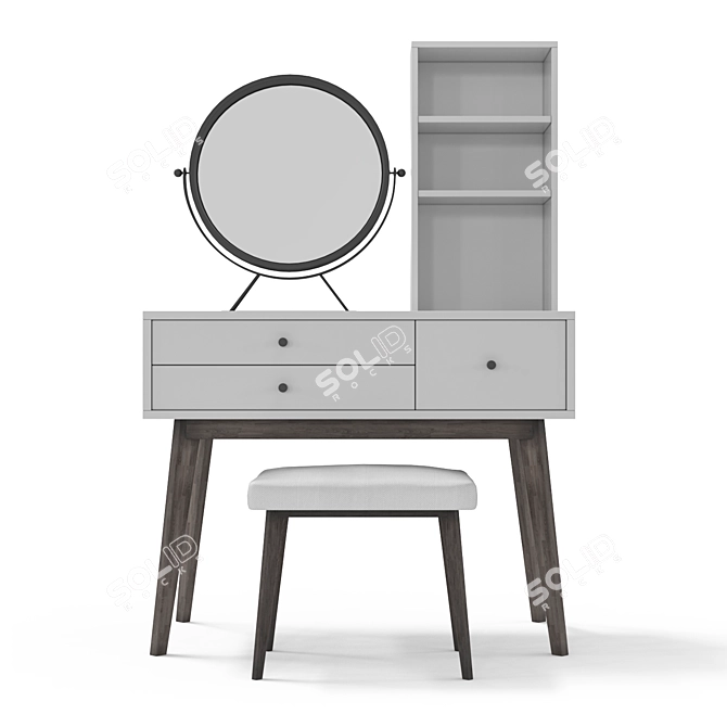 Elegant White Dressing Table: Custom-Made with Shelf 3D model image 2