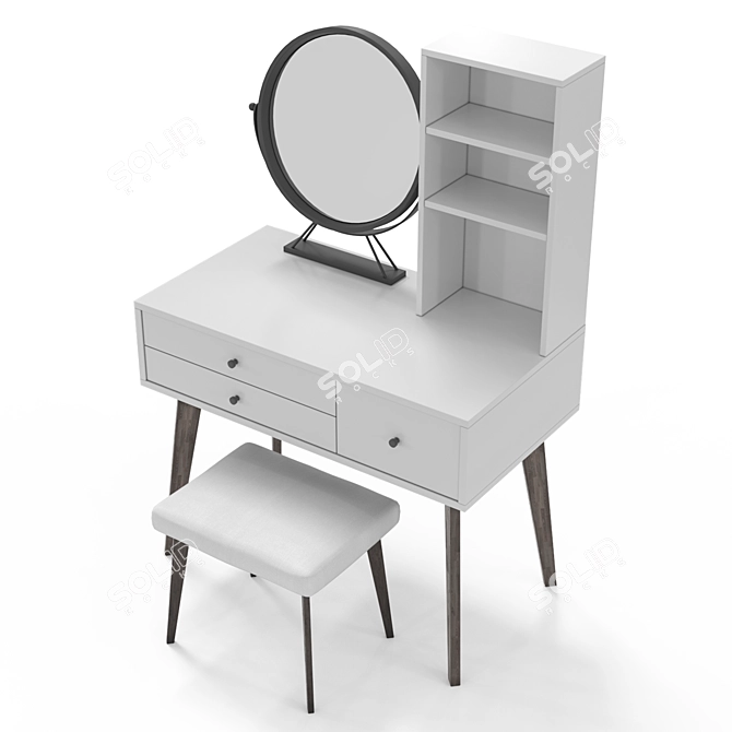 Elegant White Dressing Table: Custom-Made with Shelf 3D model image 3