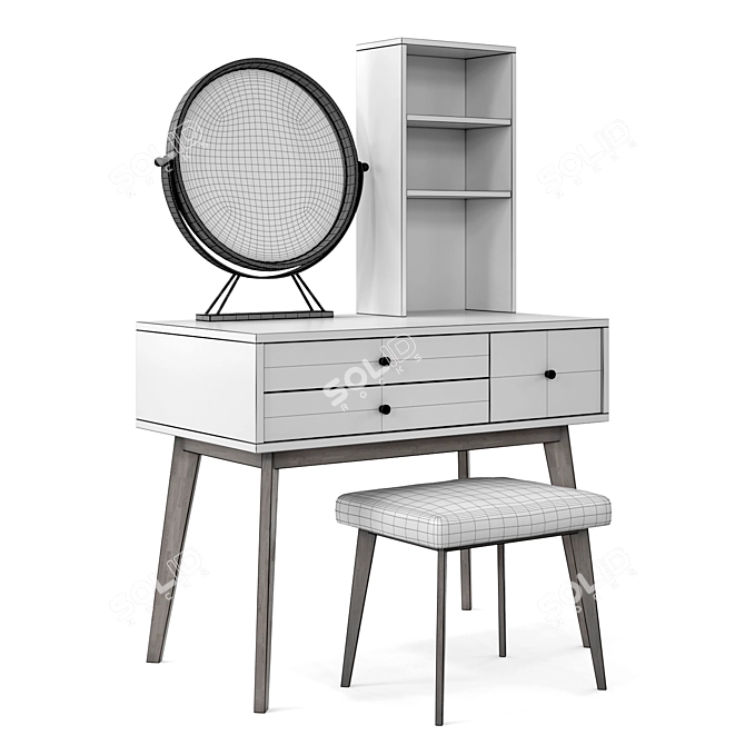 Elegant White Dressing Table: Custom-Made with Shelf 3D model image 4
