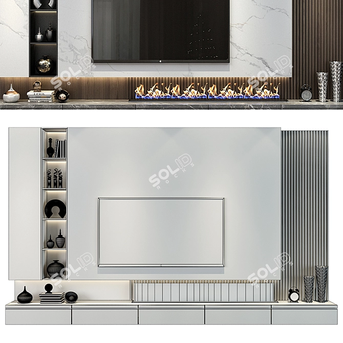 Modern TV Shelf - Stylish Wall Decor 3D model image 2