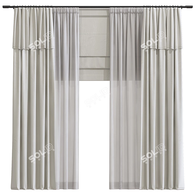 Elegant Drapery: Curtain 976 3D model image 1
