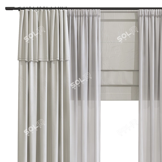 Elegant Drapery: Curtain 976 3D model image 2