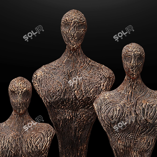 Elegant Clay Sculpture: Museum-Quality Art 3D model image 3