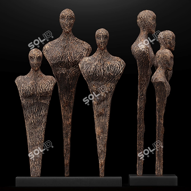 Elegant Clay Sculpture: Museum-Quality Art 3D model image 4