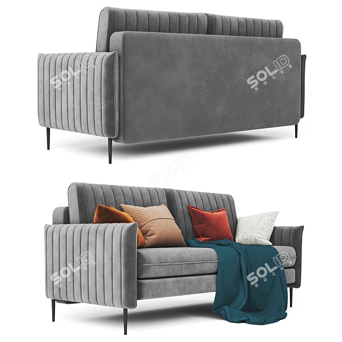 Svaut Velvet Grey Sofa: Modern Elegance 3D model image 2