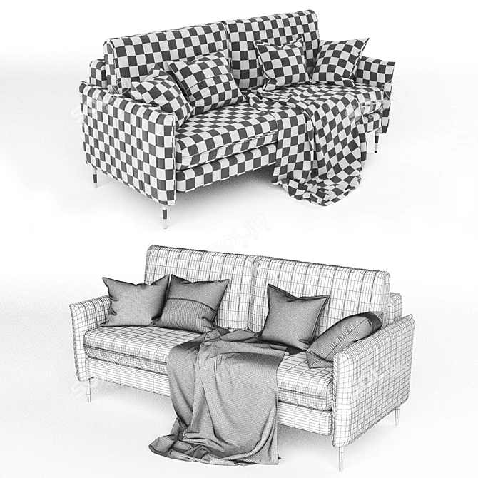 Svaut Velvet Grey Sofa: Modern Elegance 3D model image 3