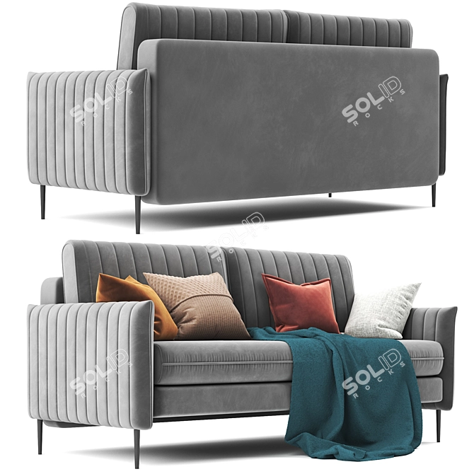 Svaut Velvet Grey Sofa: Modern Elegance 3D model image 5