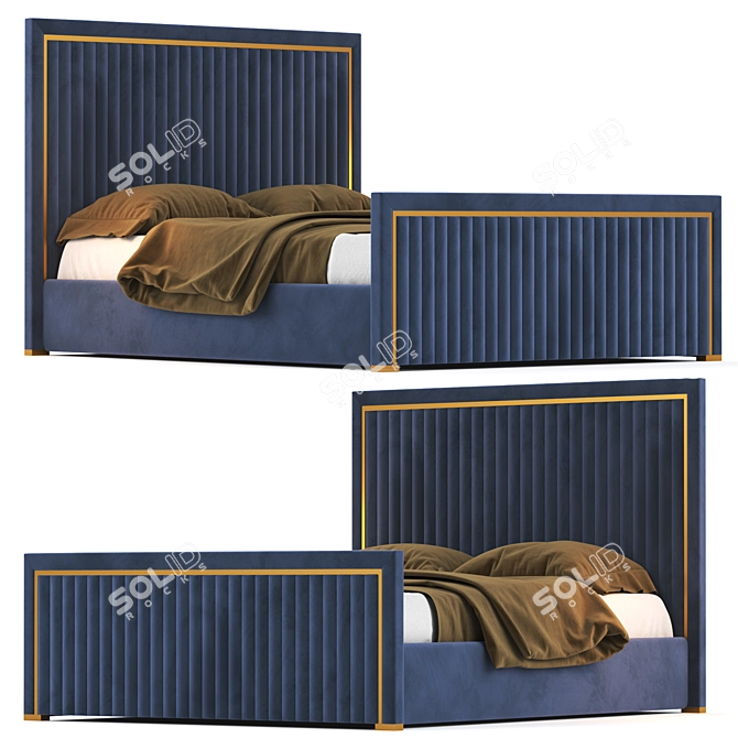 Elegant Tufted Sleigh Bed 3D model image 1