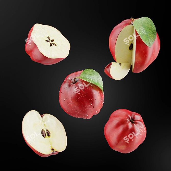 Apple Slice Texture Set 3D model image 1