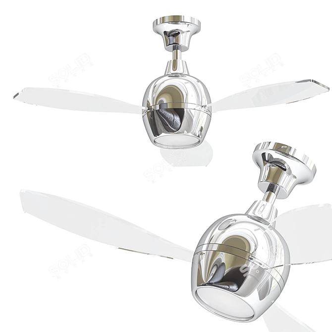 Elegant Bordeaux 52" Ceiling Fan 3D model image 2