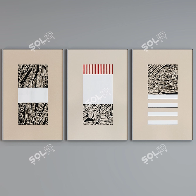 Modern Abstract Picture Frame Set 3D model image 3