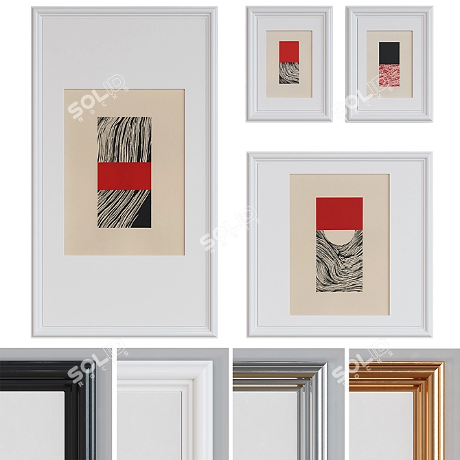 Modern Abstract Picture Frame Set 3D model image 1