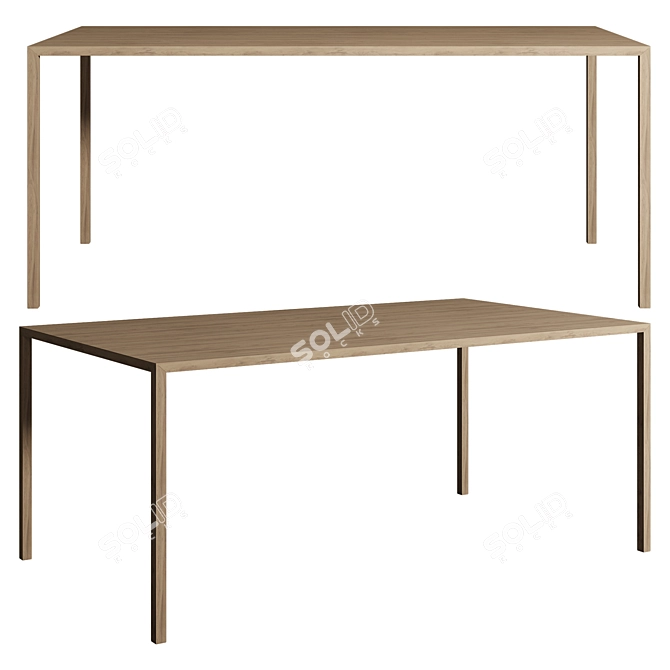 Sleek Wood-Steel Slim Table 3D model image 1