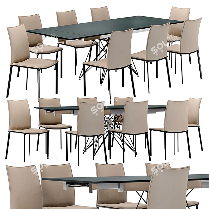 Elegant Tortora Dining Chair & Esf-T041 Table Set 3D model image 1