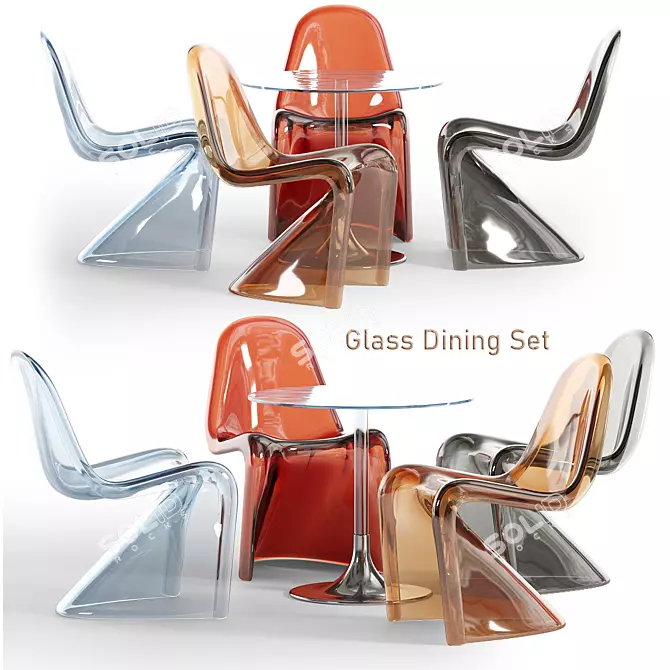  Sleek Glass Dining Set 3D model image 2