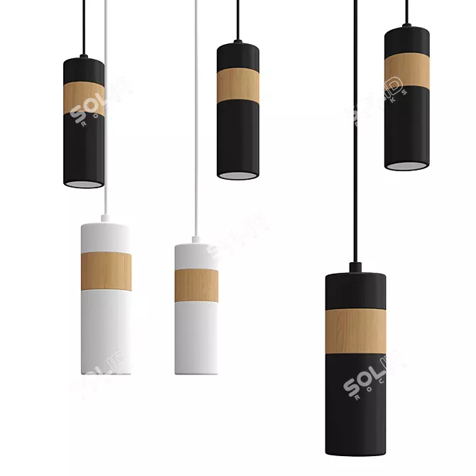 Elegant Black Pendant Light 3D model image 1