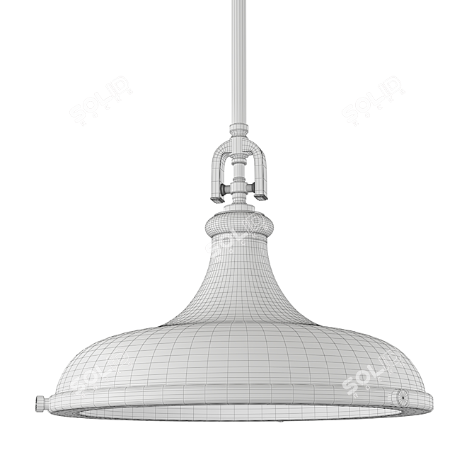 Sleek Satin Brass Pendant - 18" Rutherford Light 3D model image 3