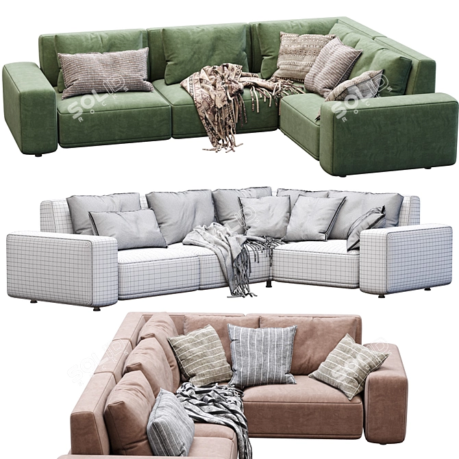 Modern Cross Design Sofa 3D model image 4