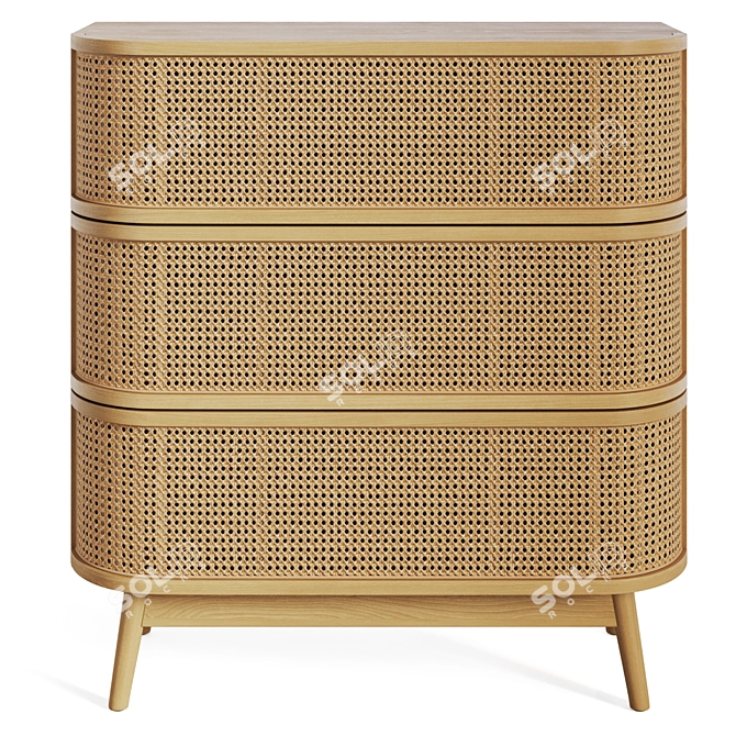 Laora Rattan 3-Drawer Commode 3D model image 2