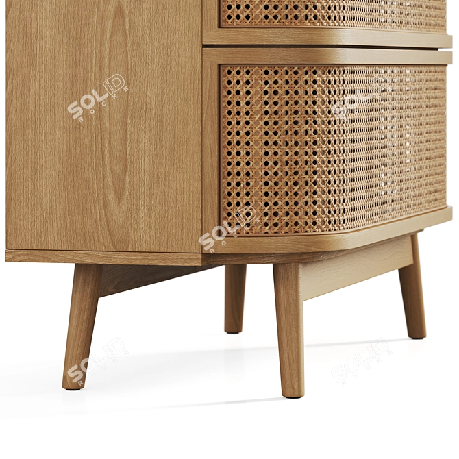 Laora Rattan 3-Drawer Commode 3D model image 5