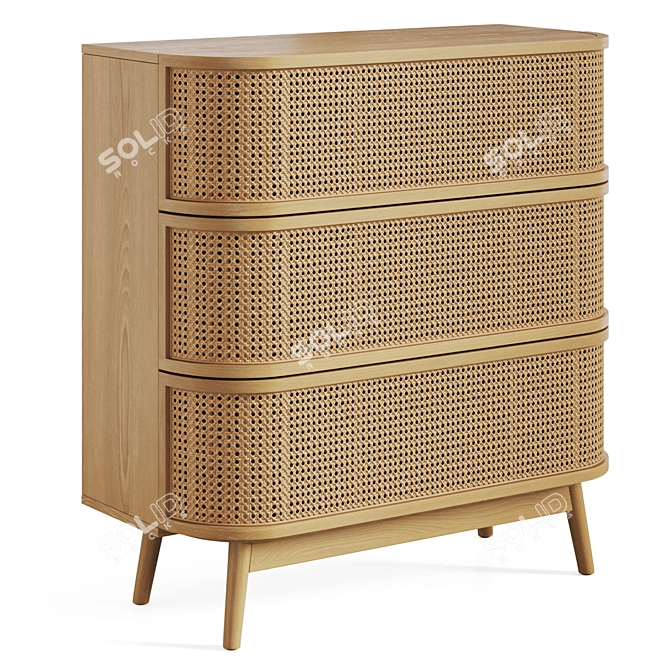 Laora Rattan 3-Drawer Commode 3D model image 6