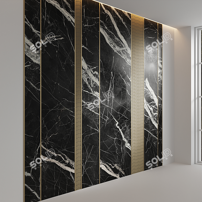 Elegant Marquina Black Mosaic 3D model image 2