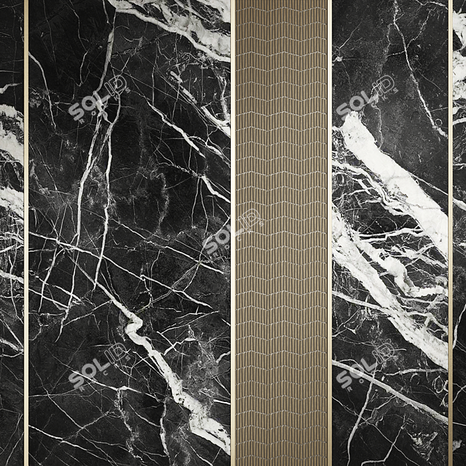 Elegant Marquina Black Mosaic 3D model image 3